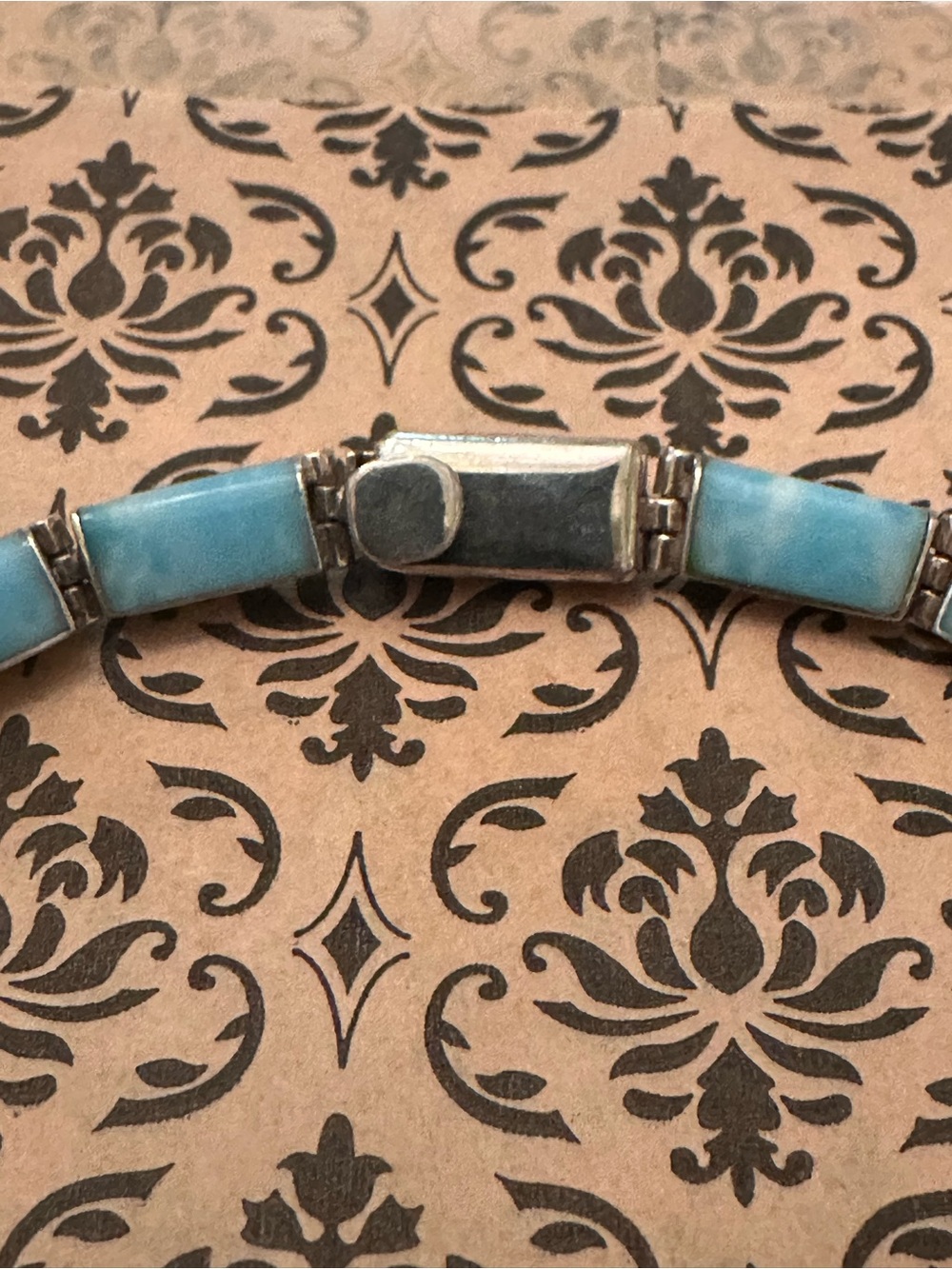 Vintage Taxco TD-98 Mexican 950 Sterling w/Larimar Inlay Necklace - 16.5” ❤️ - Picture 3 of 11